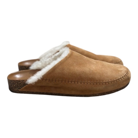 Jenni Kayne Shoes - Jenni Kayne Shearling-Lined Moc Clog Saddle Suede Cork Midsole Women US 11/EU 41